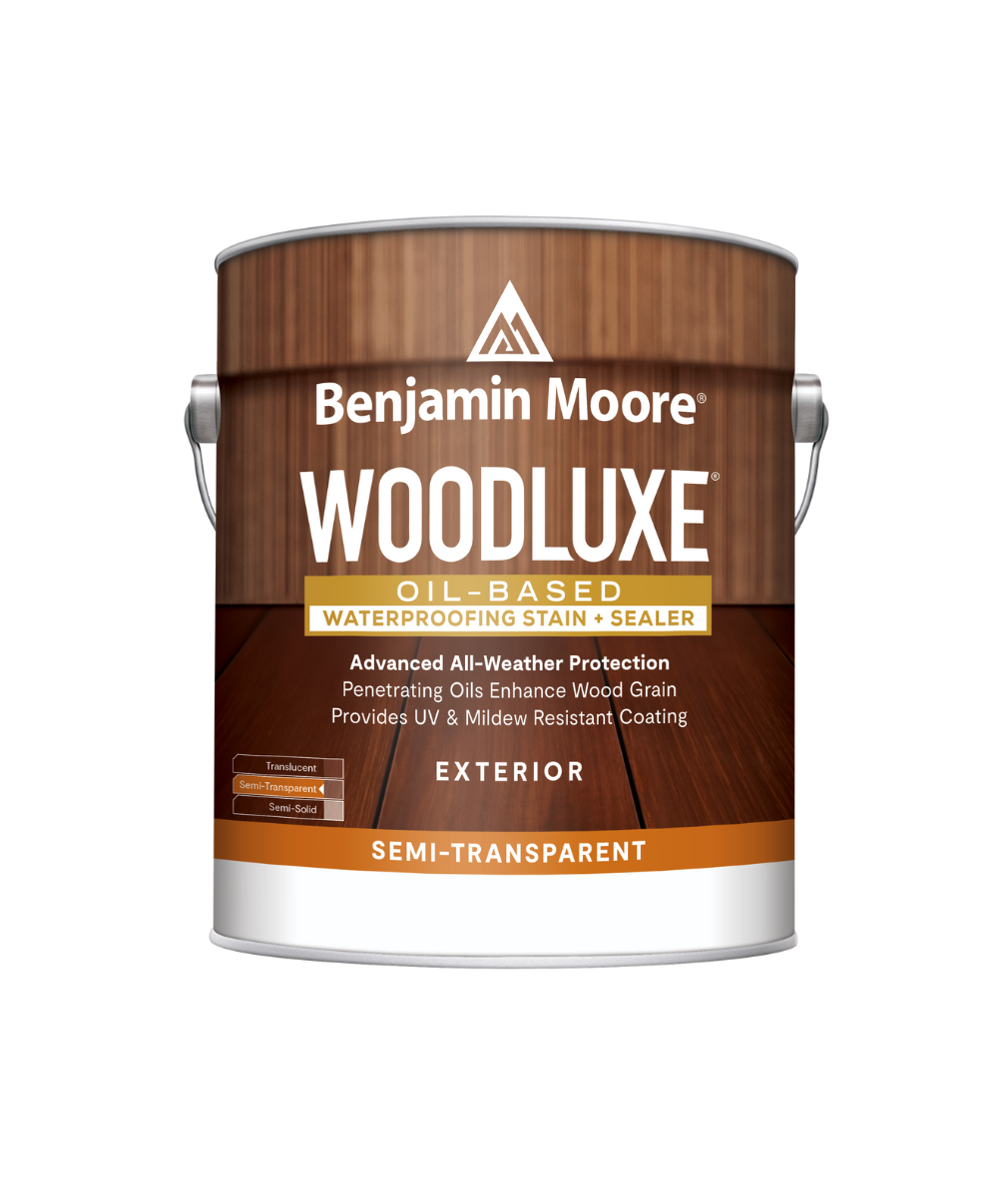 Benjamin Moore Woodluxe® Oil-Based Semi-Transparent Exterior Stain available at JC Licht.