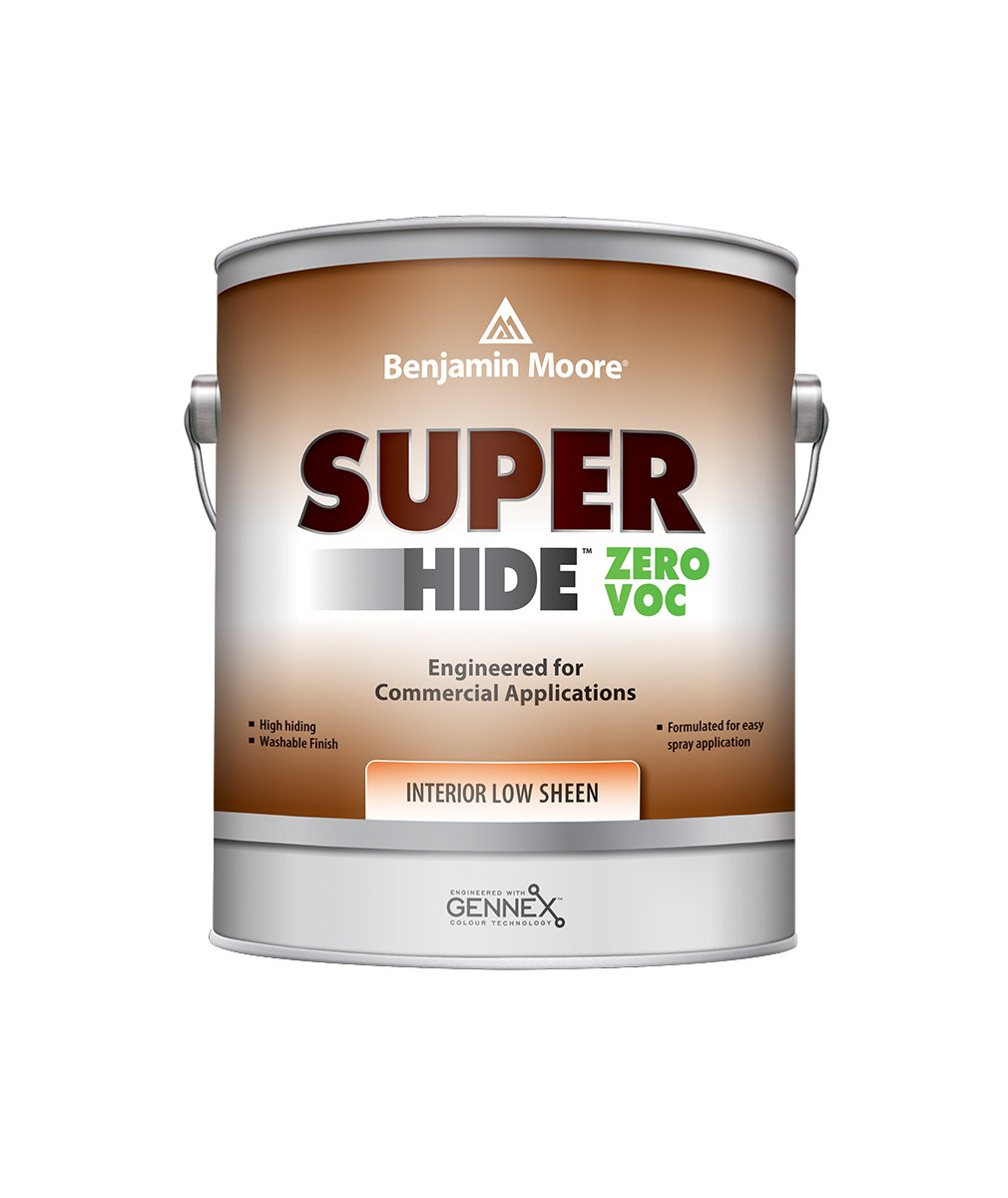 Benjamin Moore Super Hide Zero Low Sheen Interior Paint, available at JC Licht.