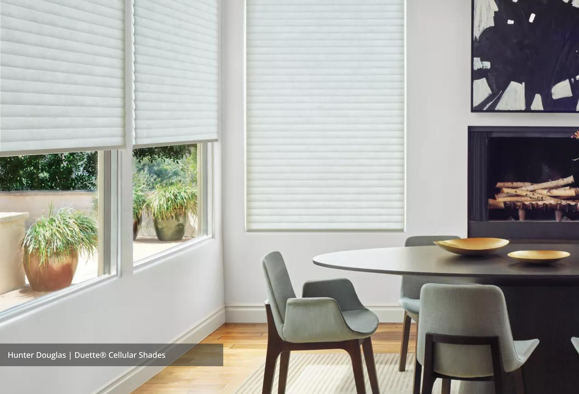 Decorative wood trim can help your Hunter Douglas custom window treatments from JC Licht stand out! 