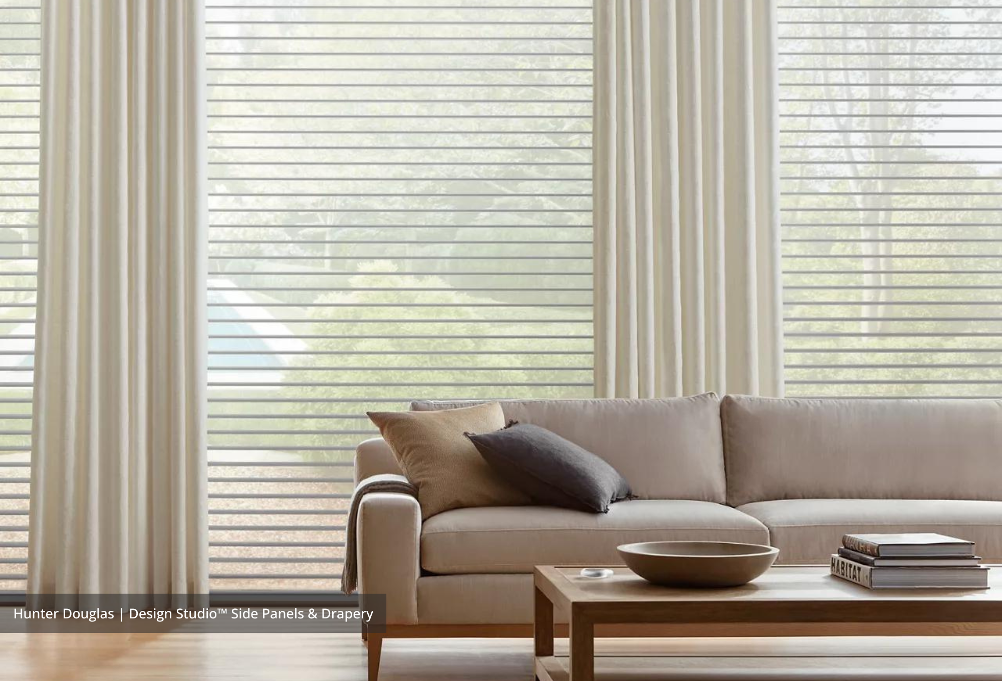 White drapery from Hunter Douglas elevates a room and increases natural light in Chicago, Illinois homes. 