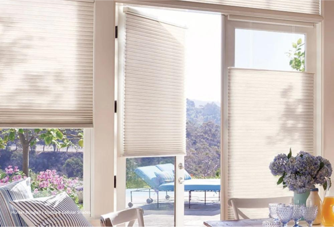 Hunter Douglas Duette® Honeycomb shades, blinds for French doors at JC Licht near Chicago, Illinois