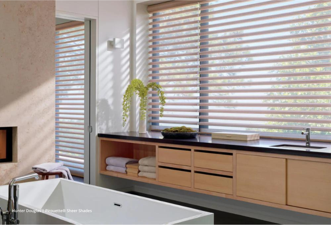 Hunter Douglas Pirouette® shades, modern organic style at JC Licht near Chicago, Illinois (IL) and midwest