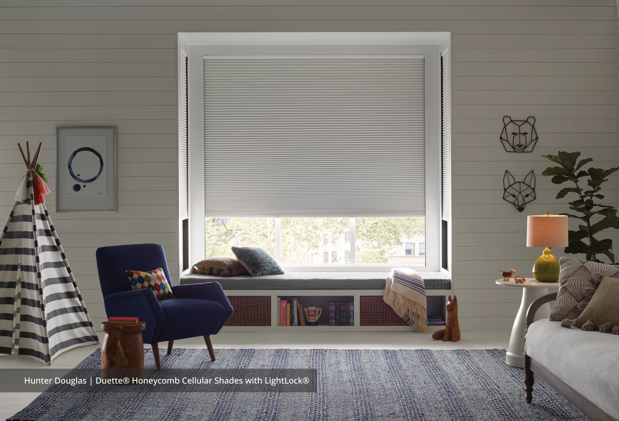 Hunter Douglas LightLock™ system with Duette® black out blinds, blackout shades near Chicago, Illinois (IL)