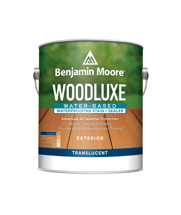 Benjamin Moore Woodluxe® Water-Based Translucent Exterior Stain available at JC Licht.