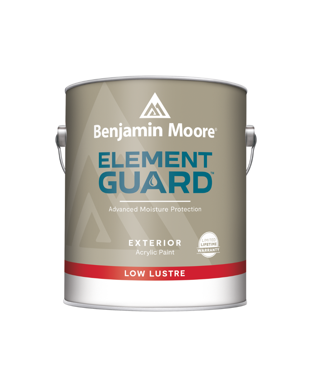 Benjamin Moore&#39;s Element Guard Exterior Low Lustre Paint with Advanced Moisture Protection. Available at JC Licht in Chicago, IL.