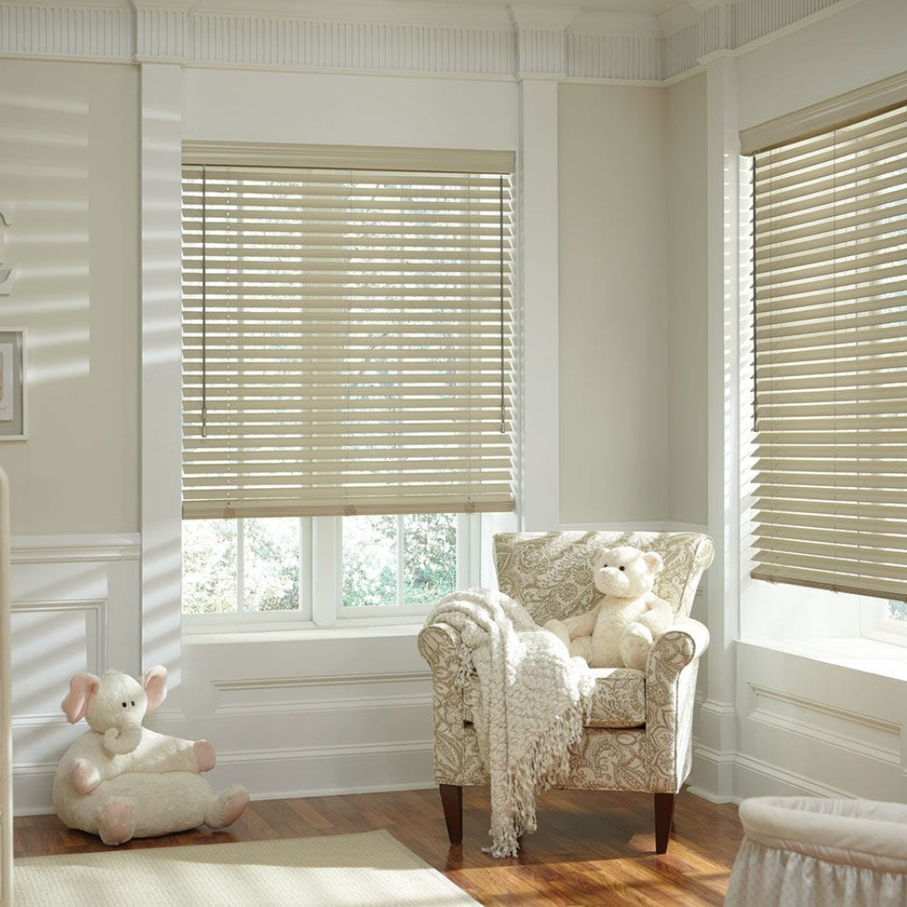 Hunter Douglas Parkland window coverings in a nursery. Available at JC Licht in Chicago