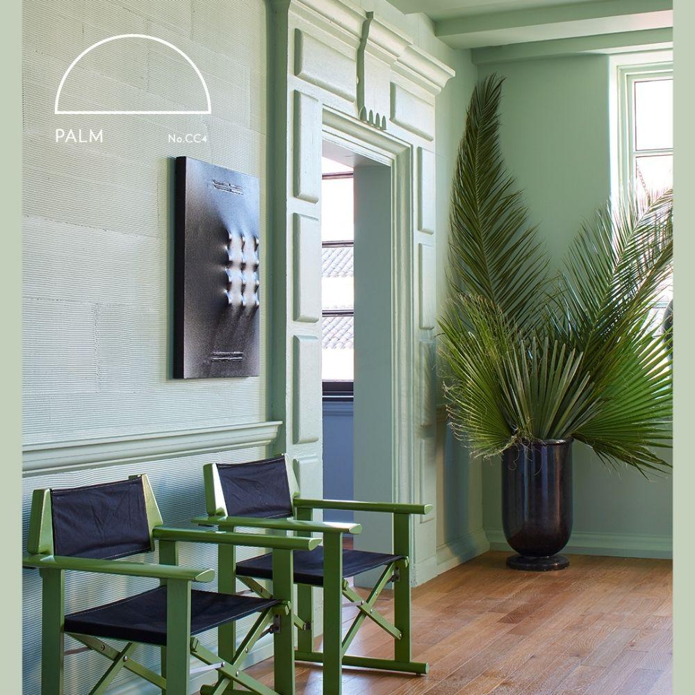 Palm paint color by elly Wearstler California Collection for Farrow &amp; Ball paint in a room, available at JC Licht in Chicago, IL.