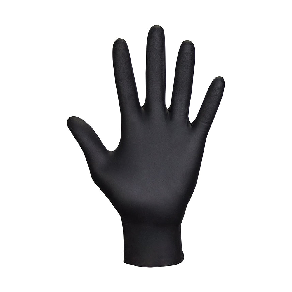 Box of 100 Raven nitrile black gloves, available at JC Licht in Chicago, IL.
